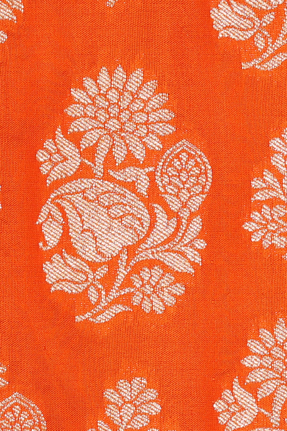 Image of Orange Banarasi Silk Saree