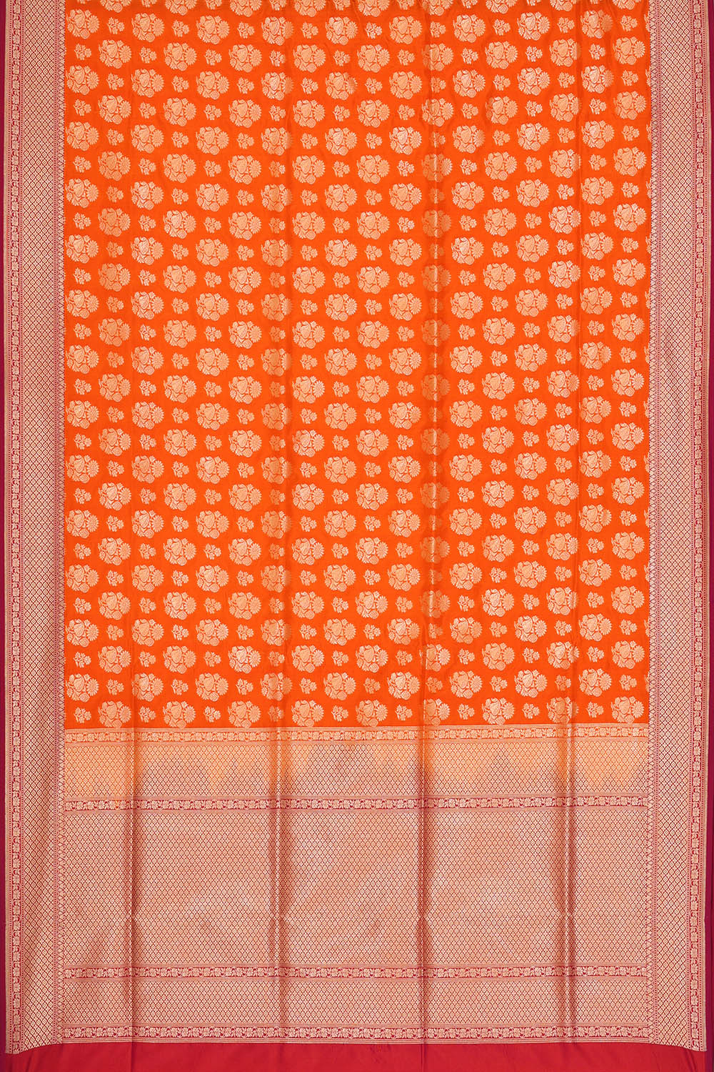 Image of Orange Banarasi Silk Saree