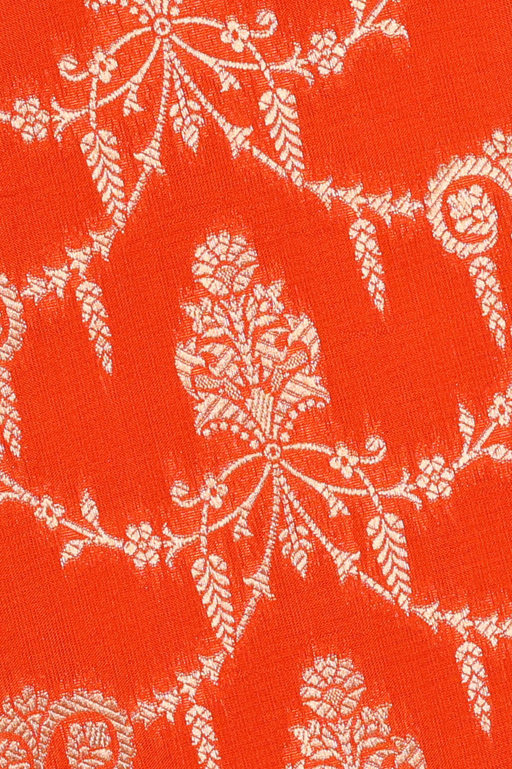 Image of Orange Banarasi Brocade Silk Saree