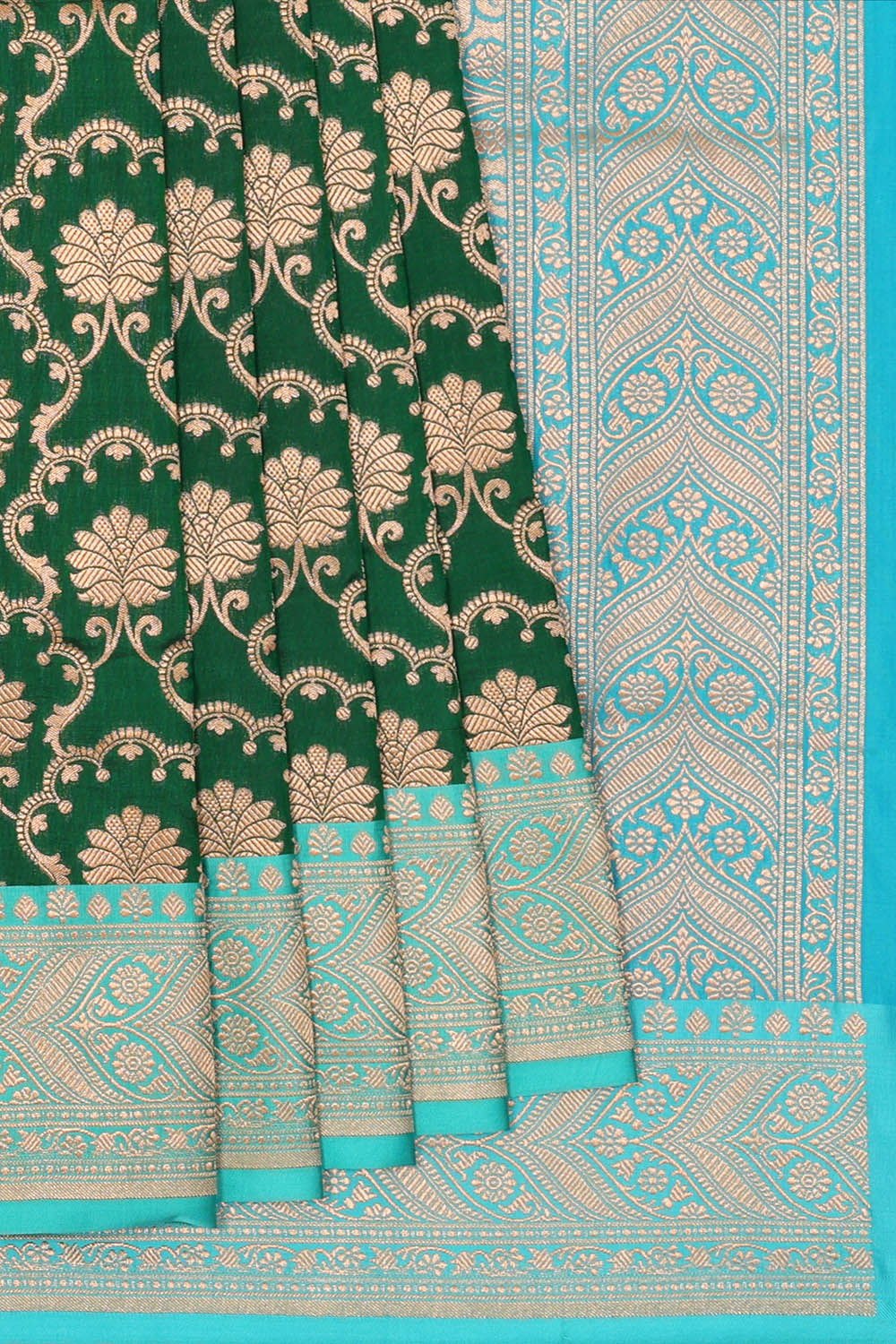 Image of Bottle-Green Banarasi Silk Saree