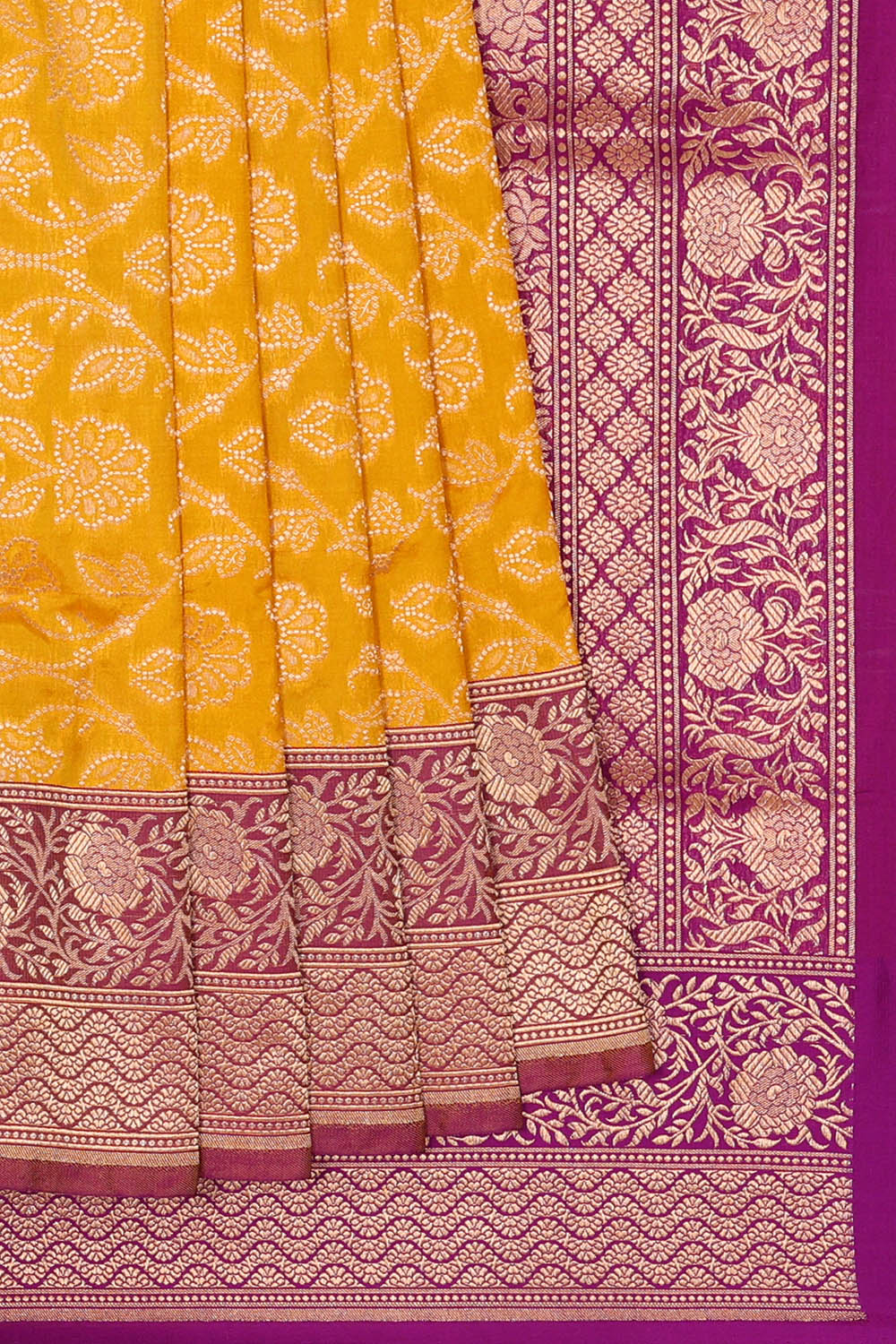 Image of Mustard Banarasi Silk Saree