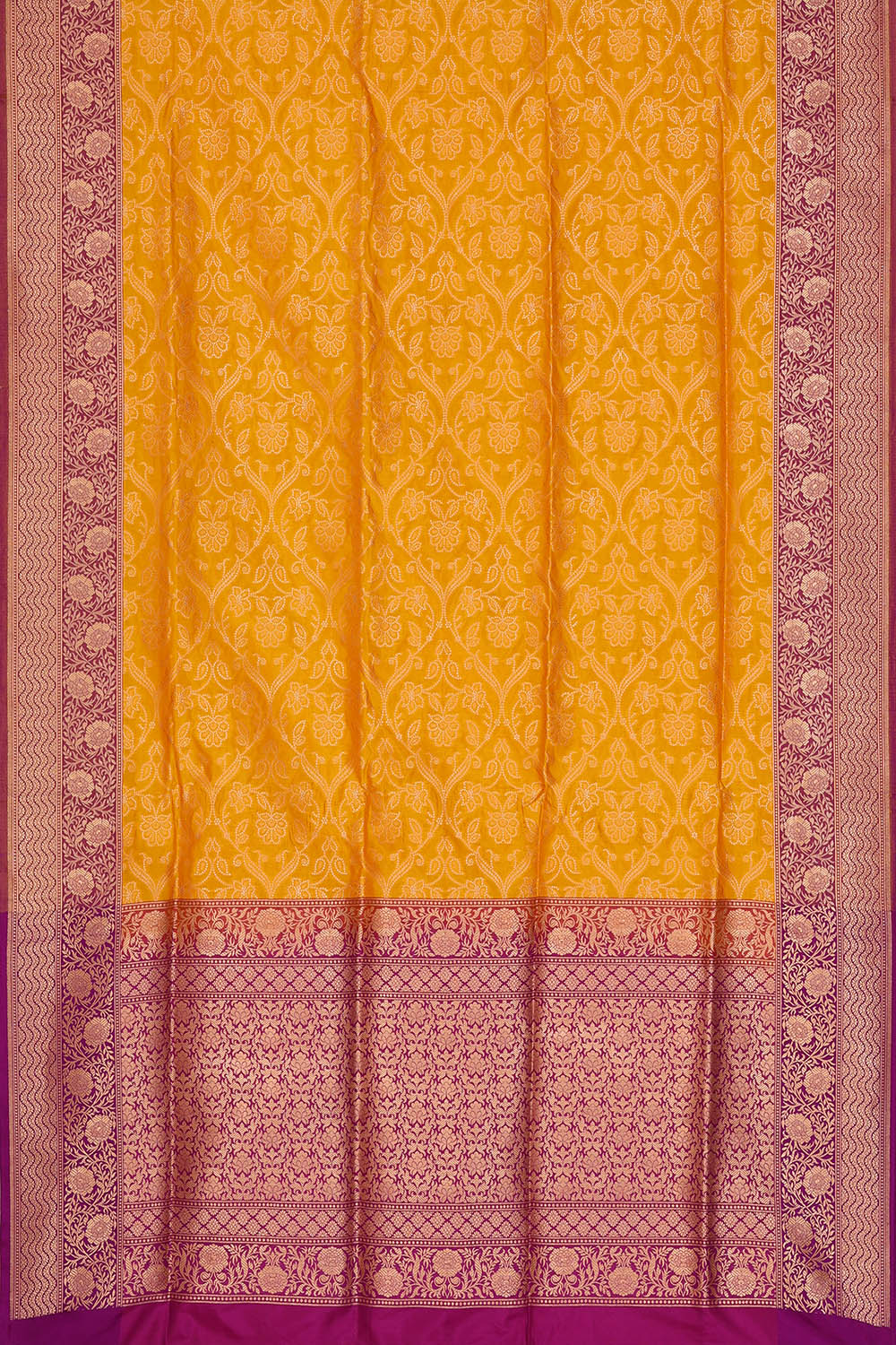 Image of Mustard Banarasi Silk Saree