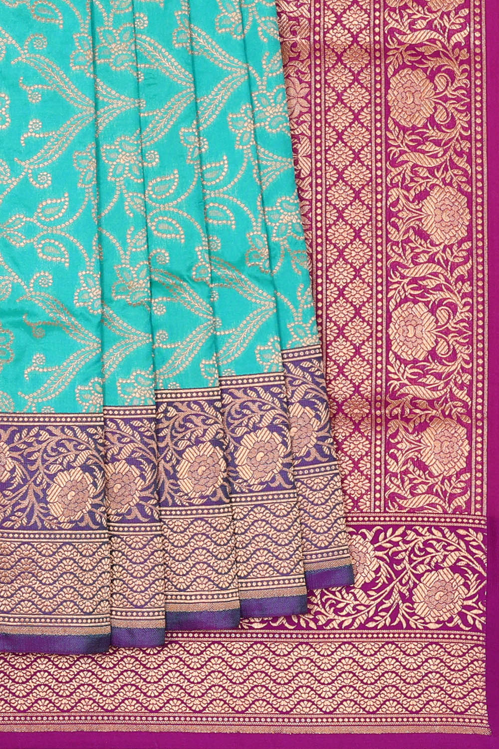 Image of Blue Banarasi Silk Saree