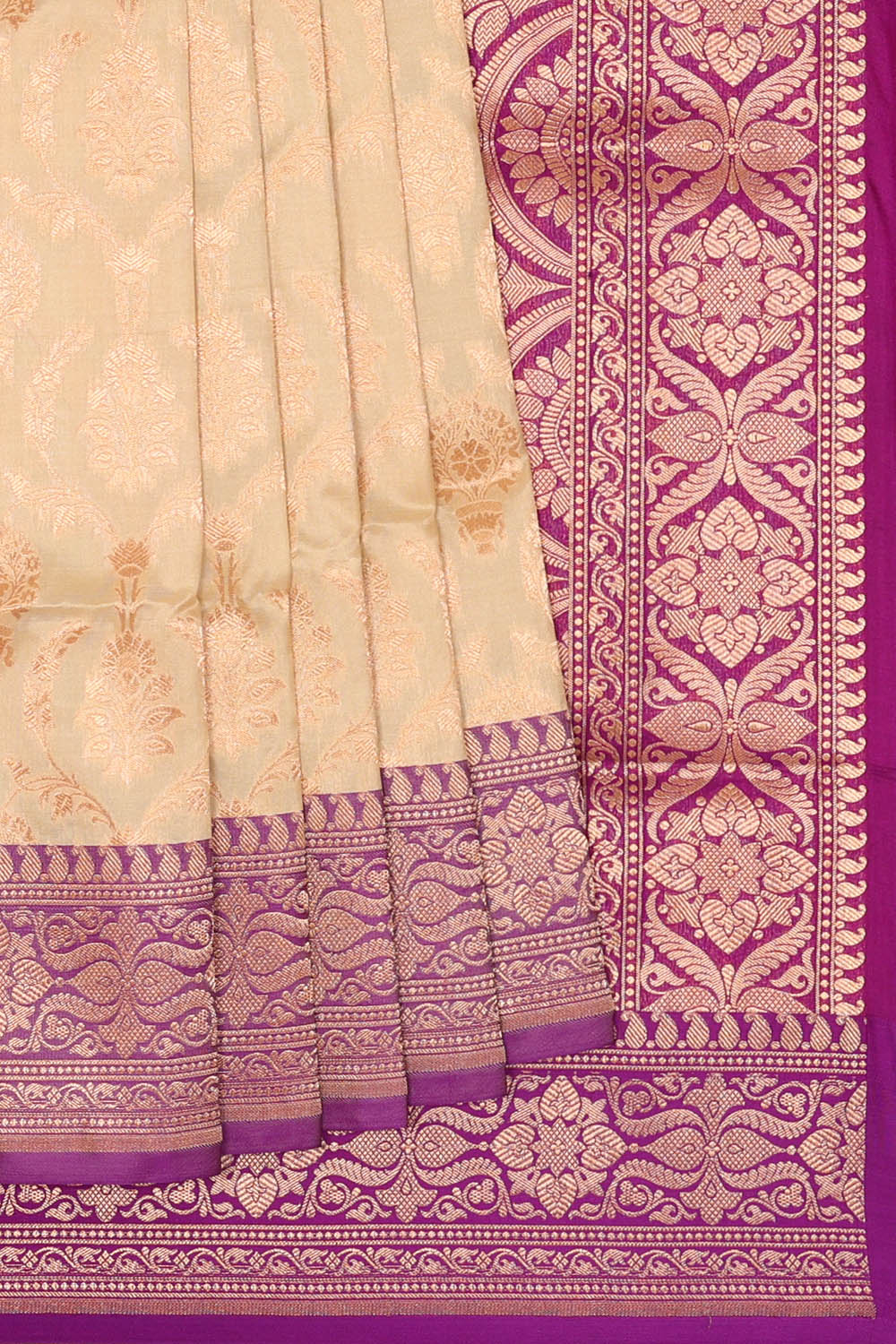 Image of Cream Banarasi Silk Saree