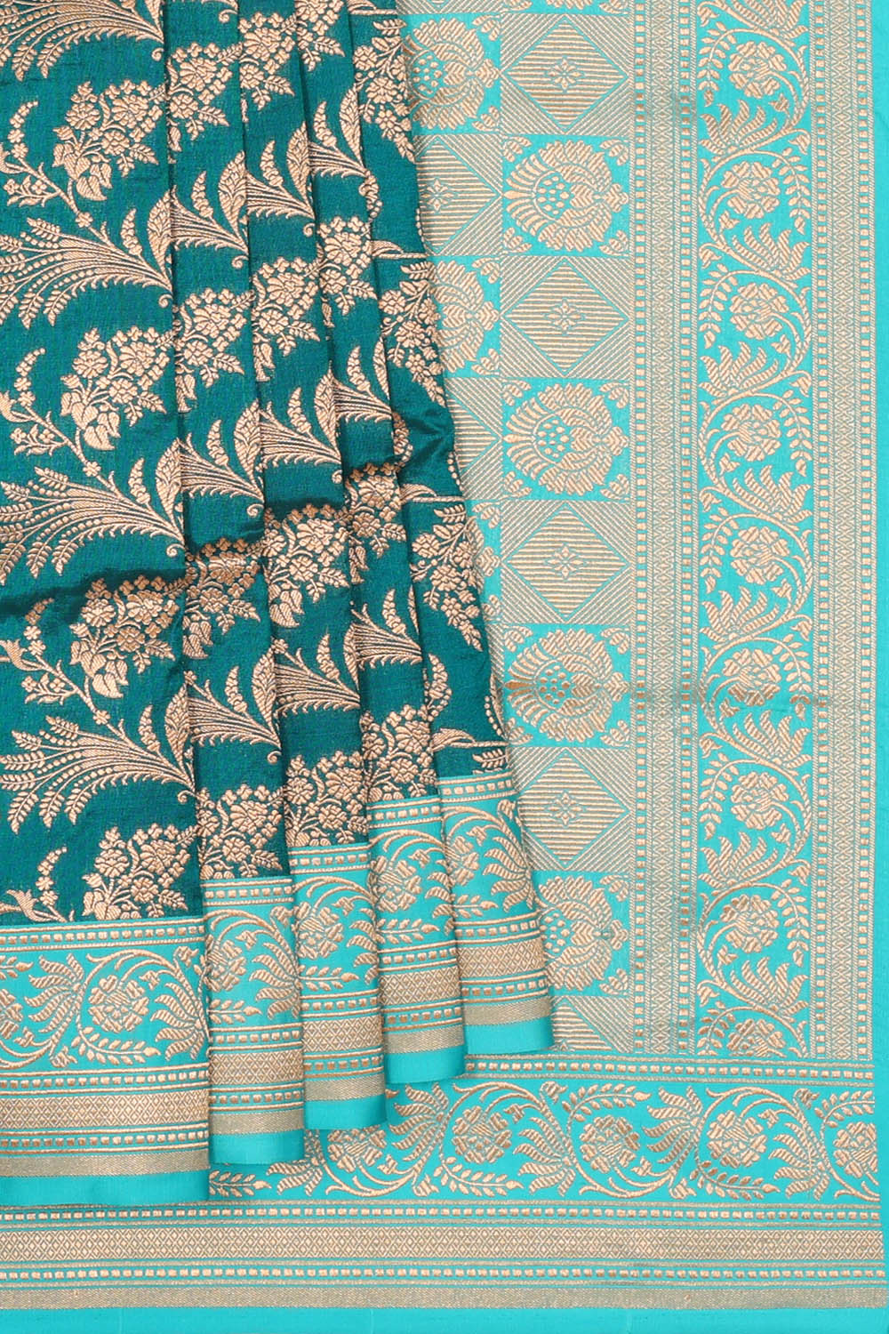 Image of Blueberry Blue Banarasi Brocade Silk Saree