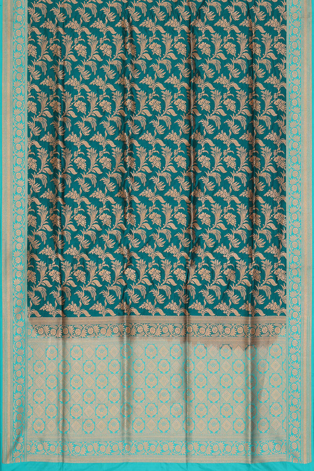 Image of Blueberry Blue Banarasi Brocade Silk Saree