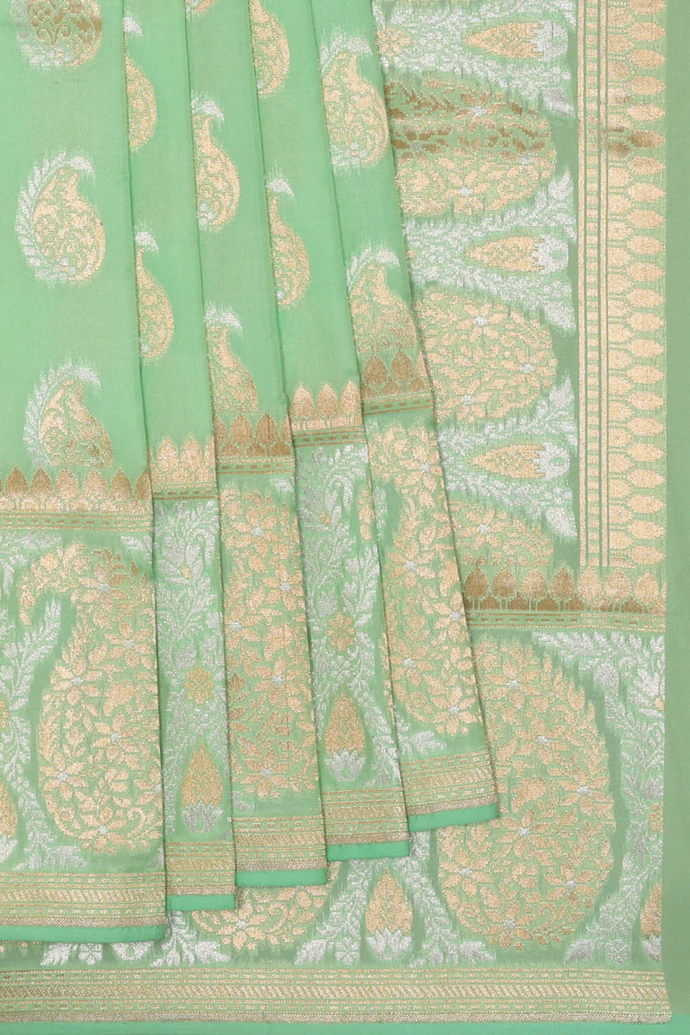 Image of Sea-Green Banarasi Silk Saree