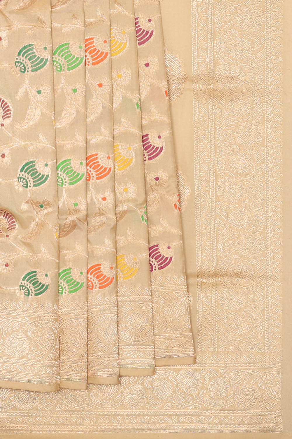 Image of Beige Banarasi Silk Saree
