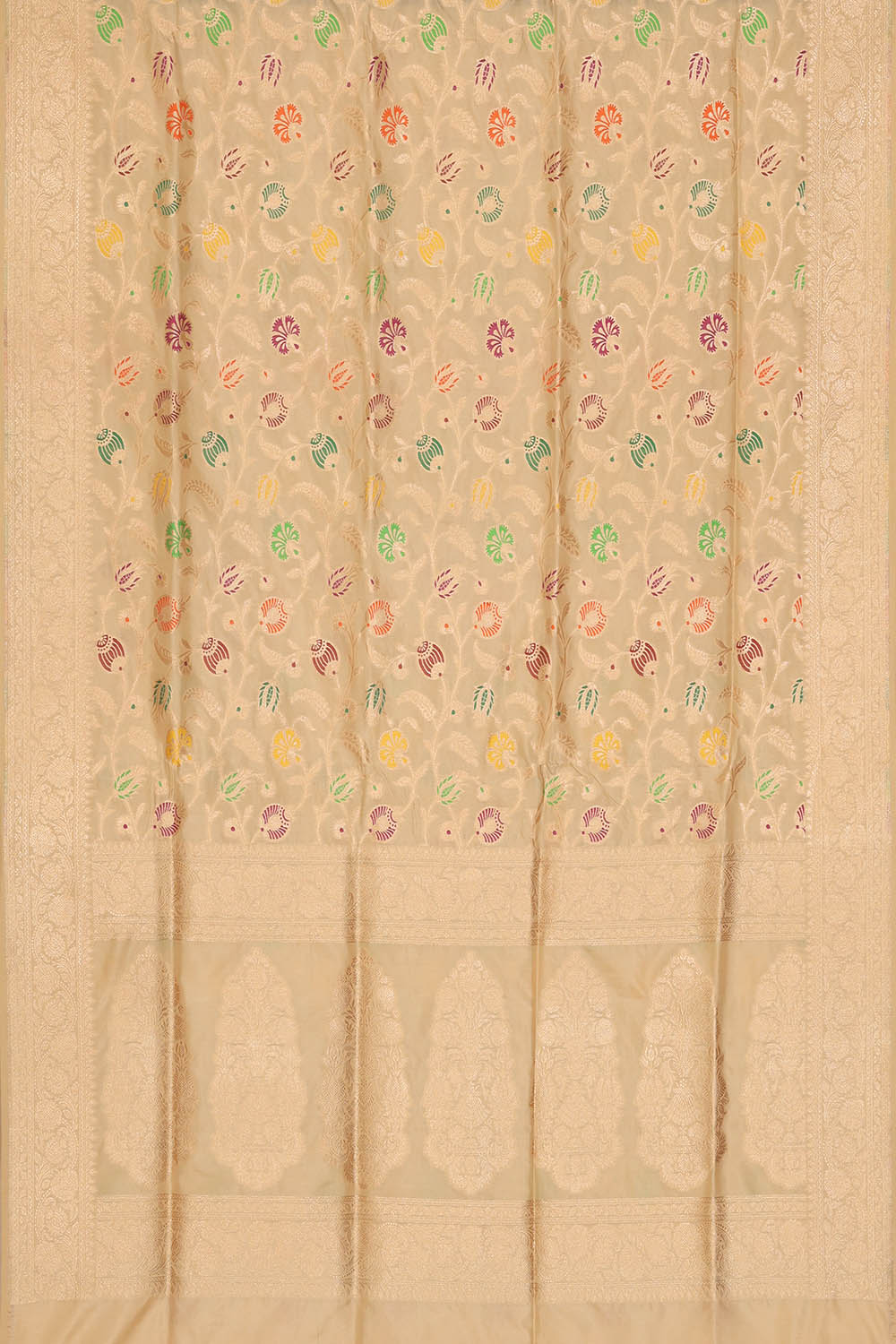 Image of Beige Banarasi Silk Saree