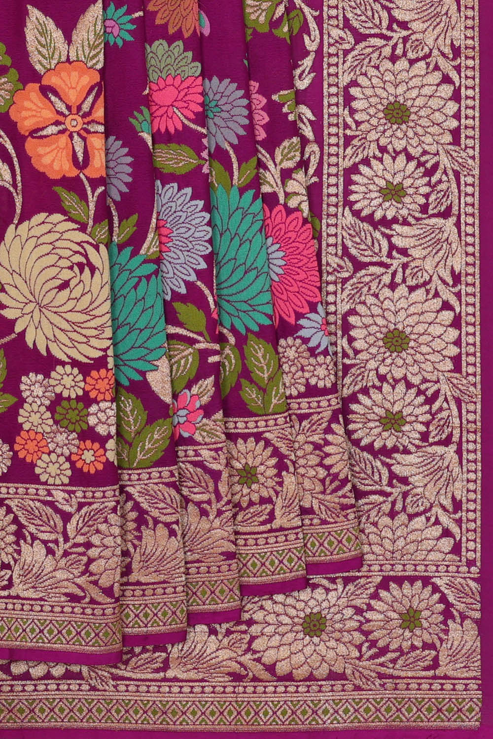 Image of Purple Banarasi Silk Saree