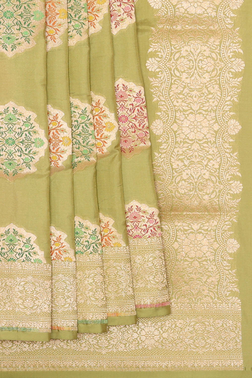 Image of Mehendi Green Banarasi Silk Saree