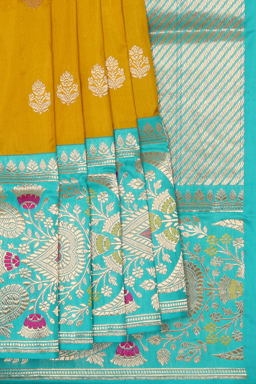 Image of Mustard Banarasi Silk Saree