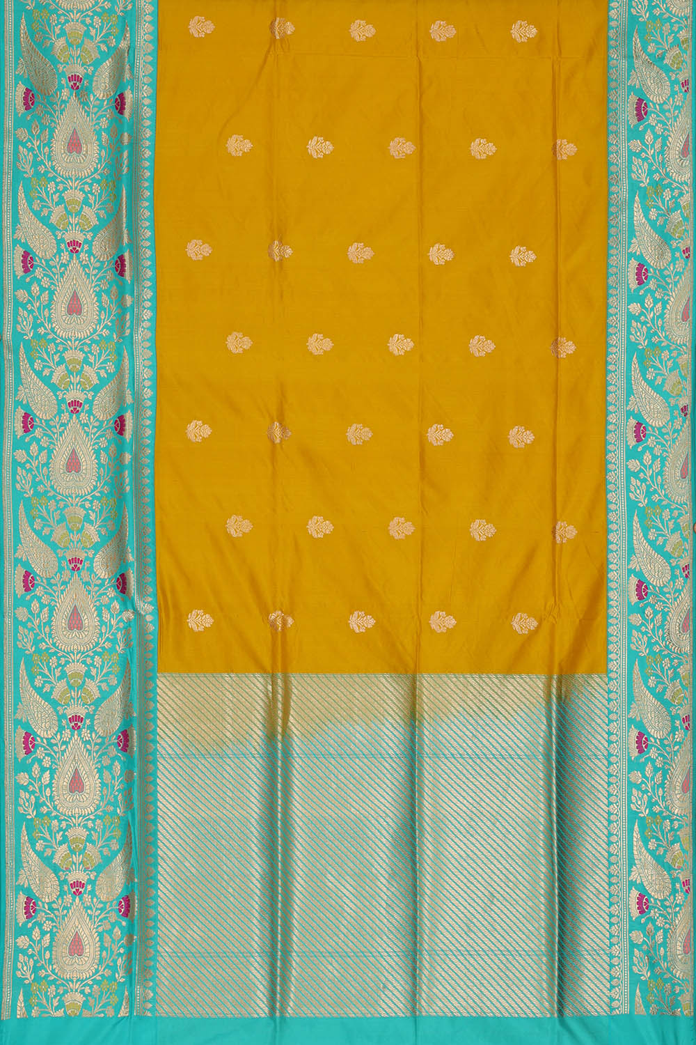 Image of Mustard Banarasi Silk Saree