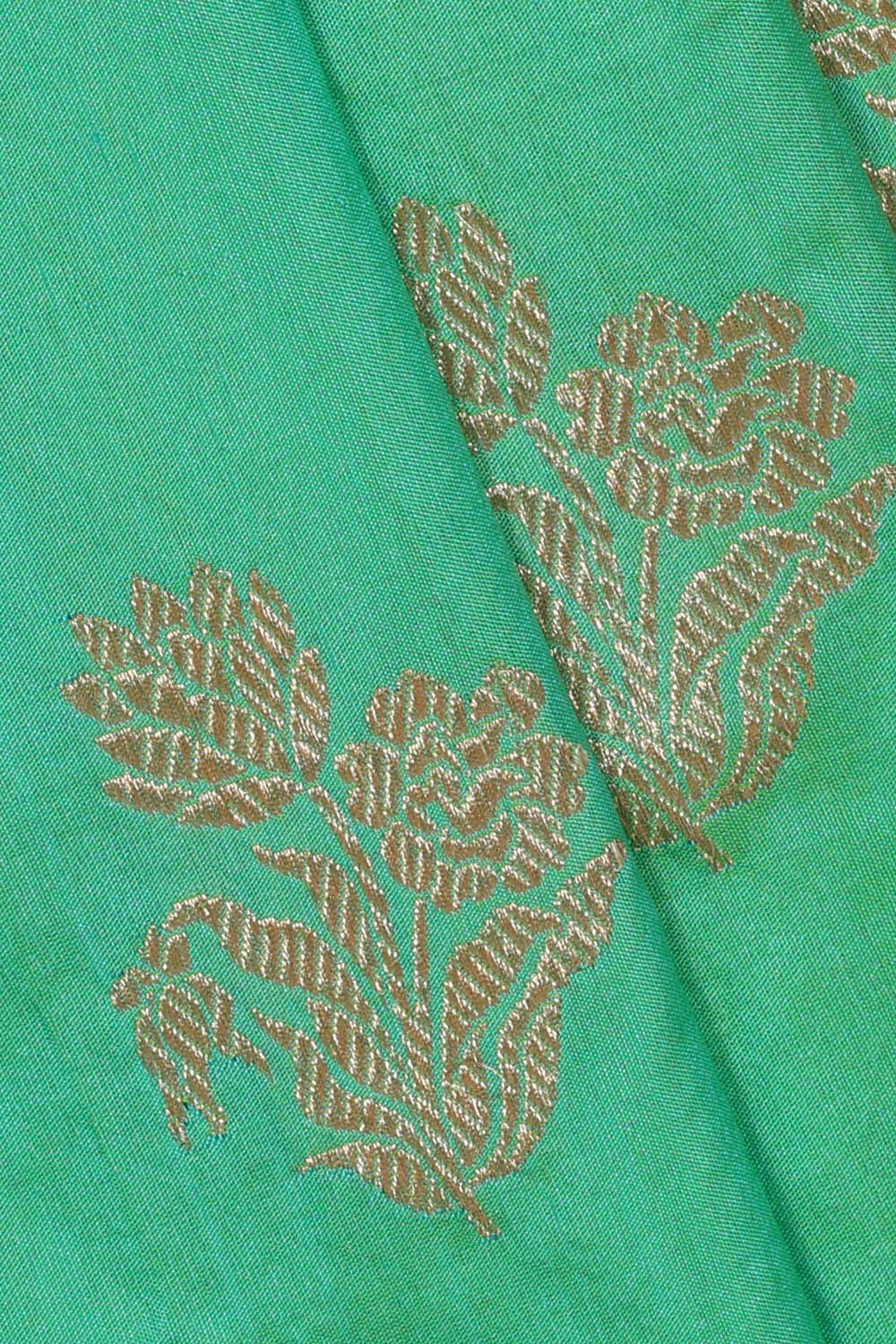 Image of Turquoise-Green Banarasi Silk Saree