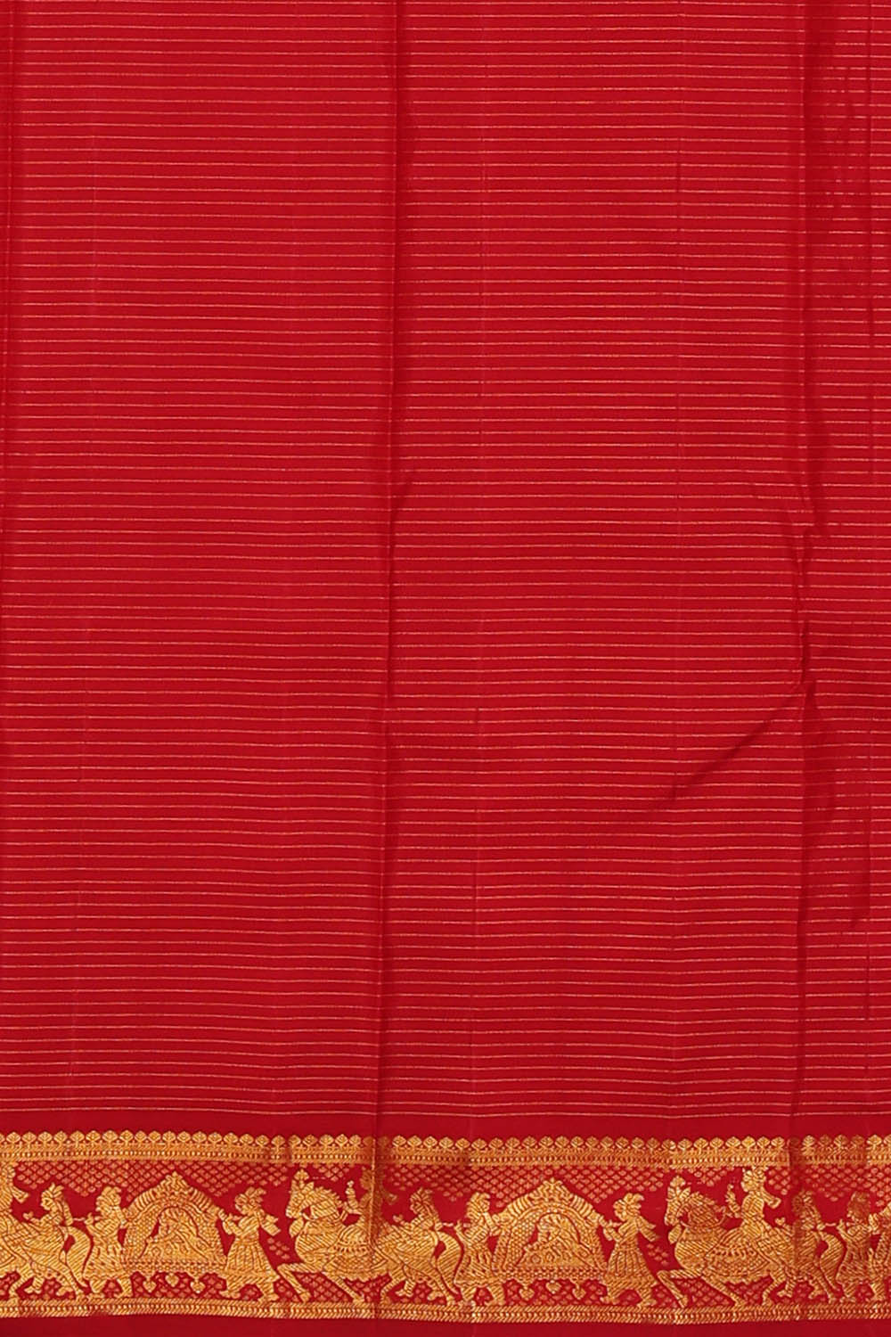 Image of Red Arani Silk Kattam Saree