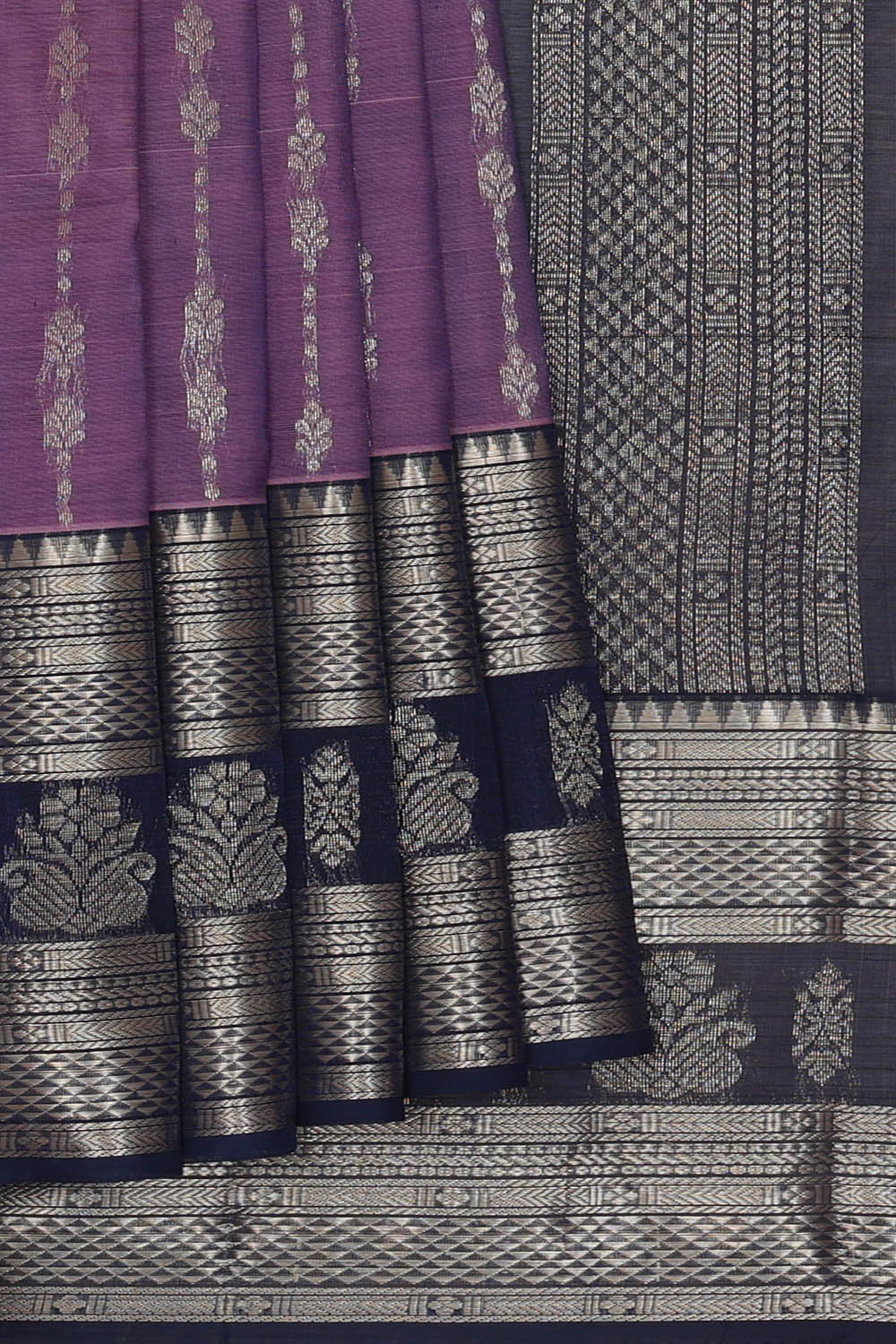 Image of Purple Kuppadam Silk Cotton Saree