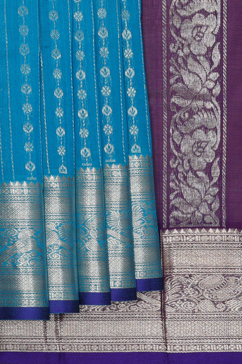 Image of Anand Blue kuppadam Cotton Silk Saree