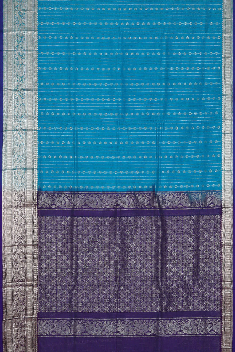 Image of Anand Blue kuppadam Cotton Silk Saree