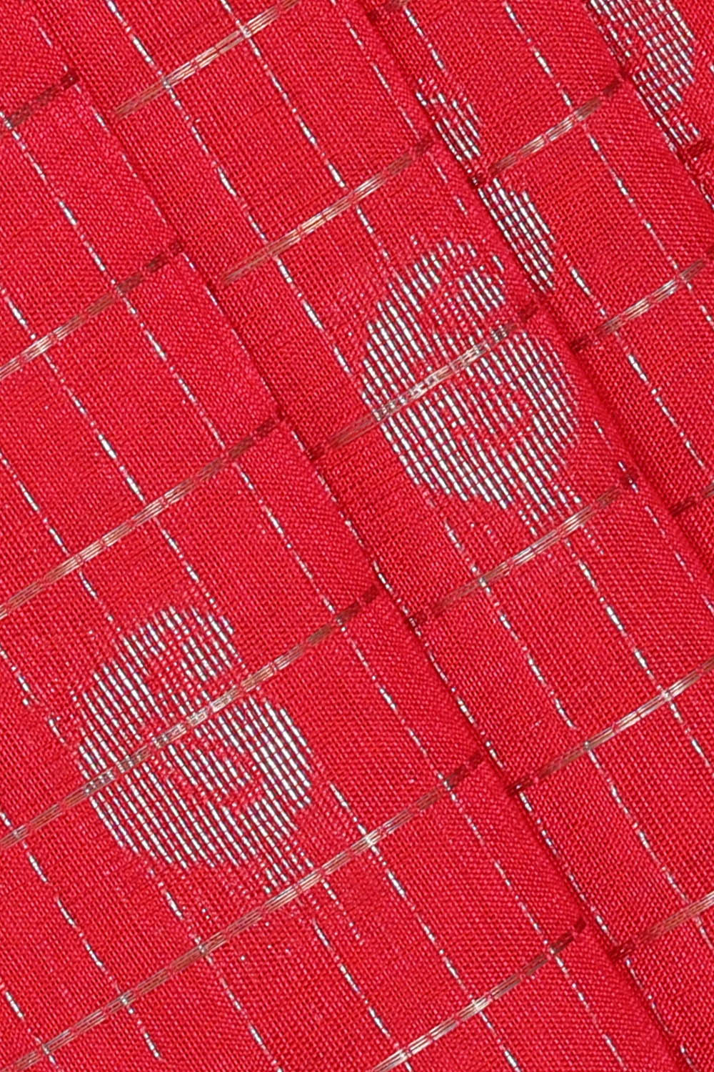 Image of Coral Red Kaddam Kuppadam Silk Cotton Saree