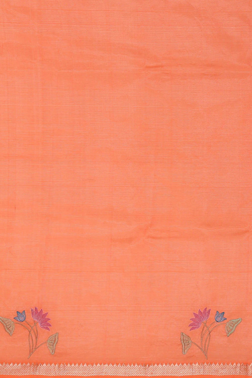 Image of Peach-Orange Mangalgiri Silk Saree