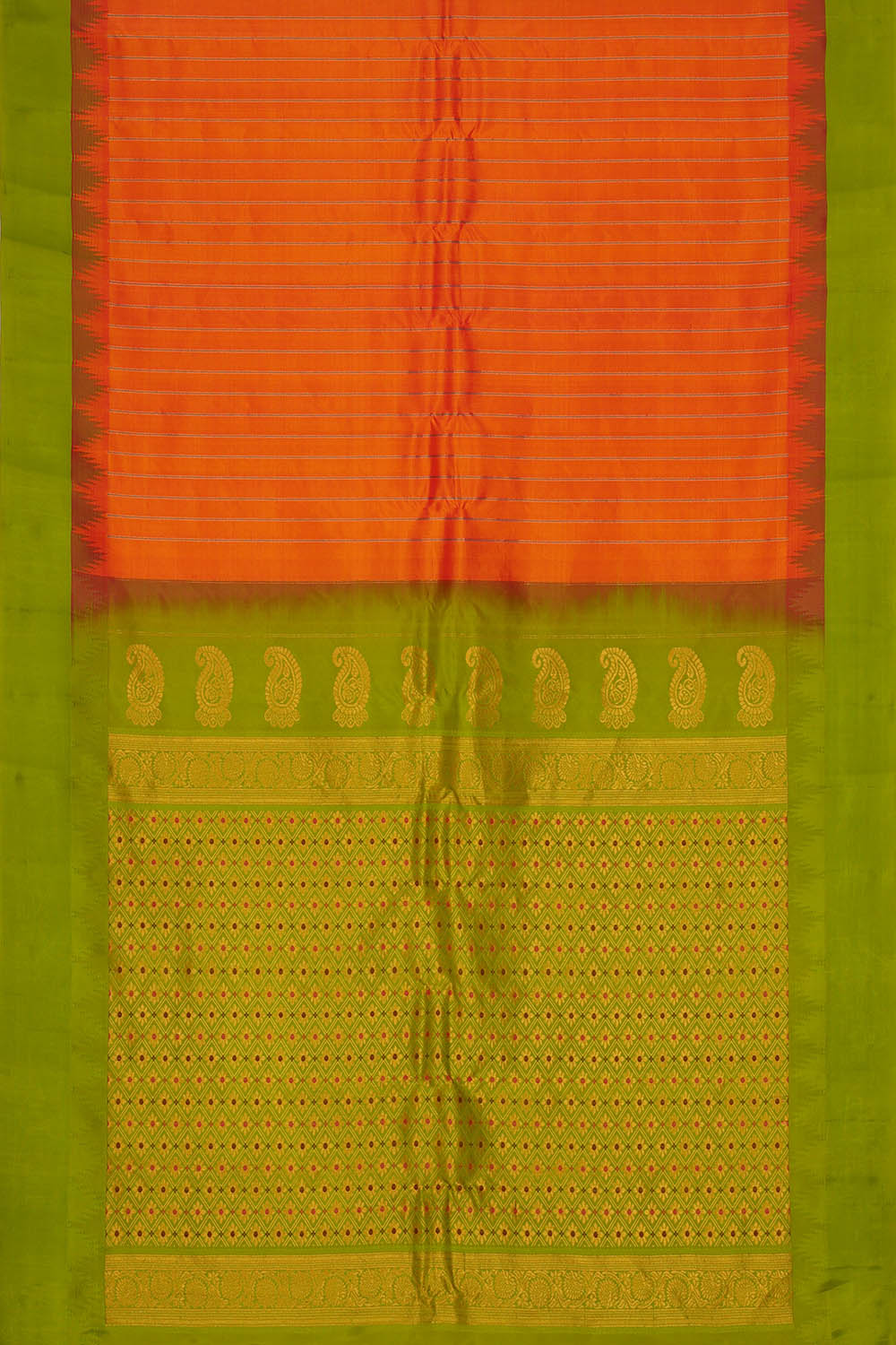 Image of Orange Gadwal Silk Saree