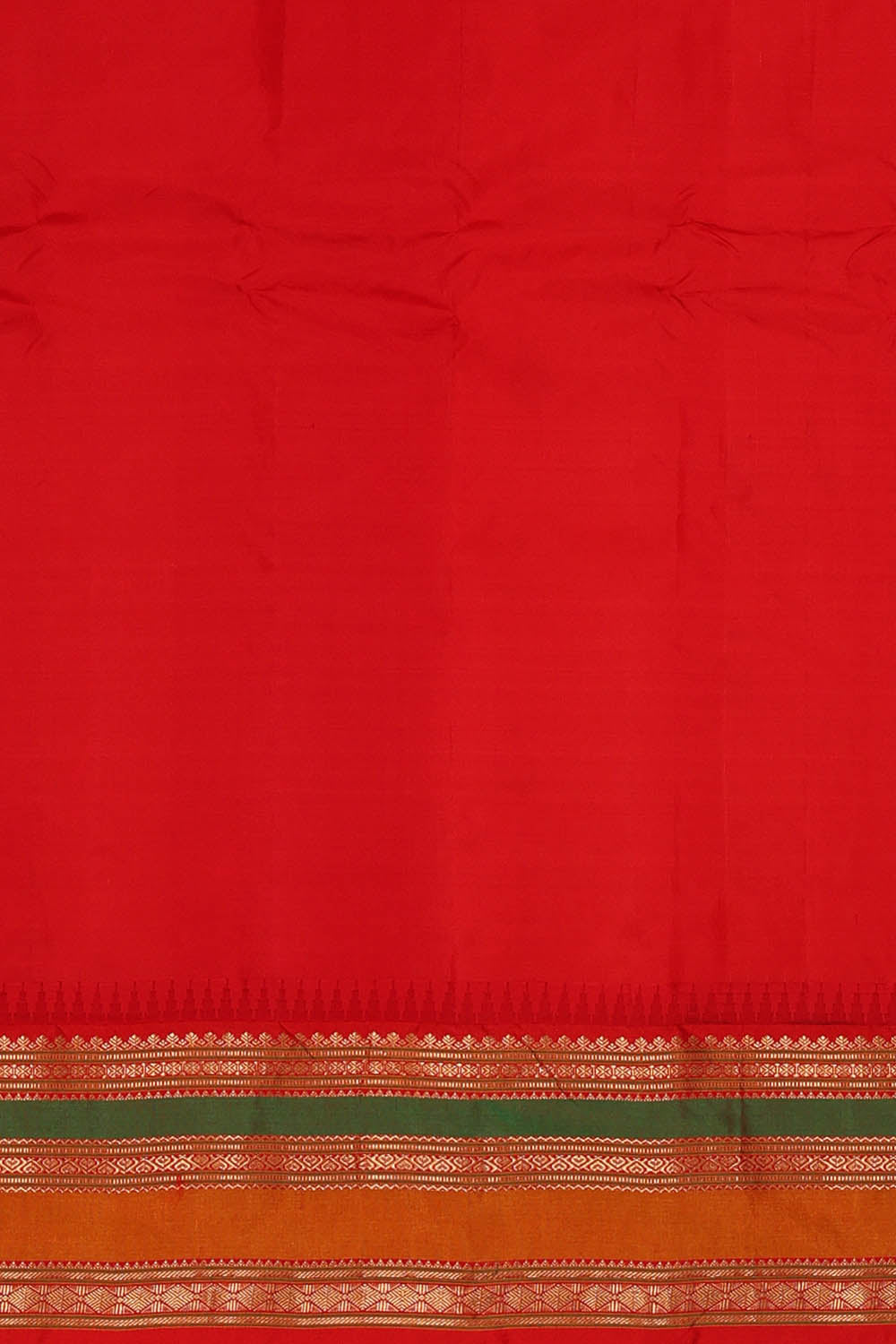 Image of Coral Orange Gadwal Silk Saree