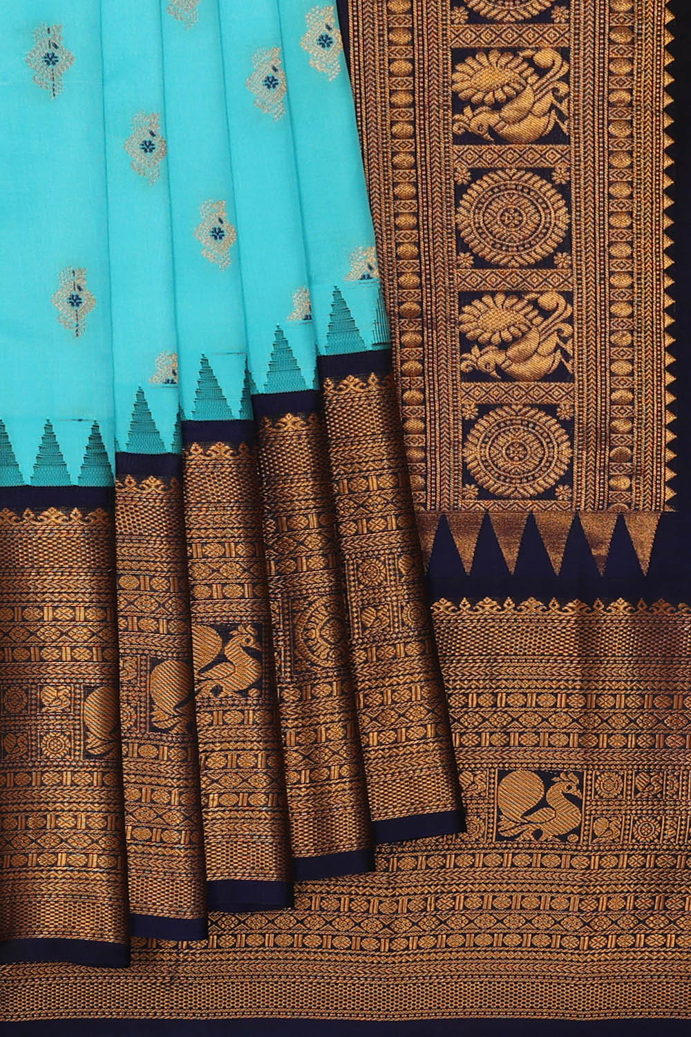 Image of Sky Blue Gadwal Silk Saree