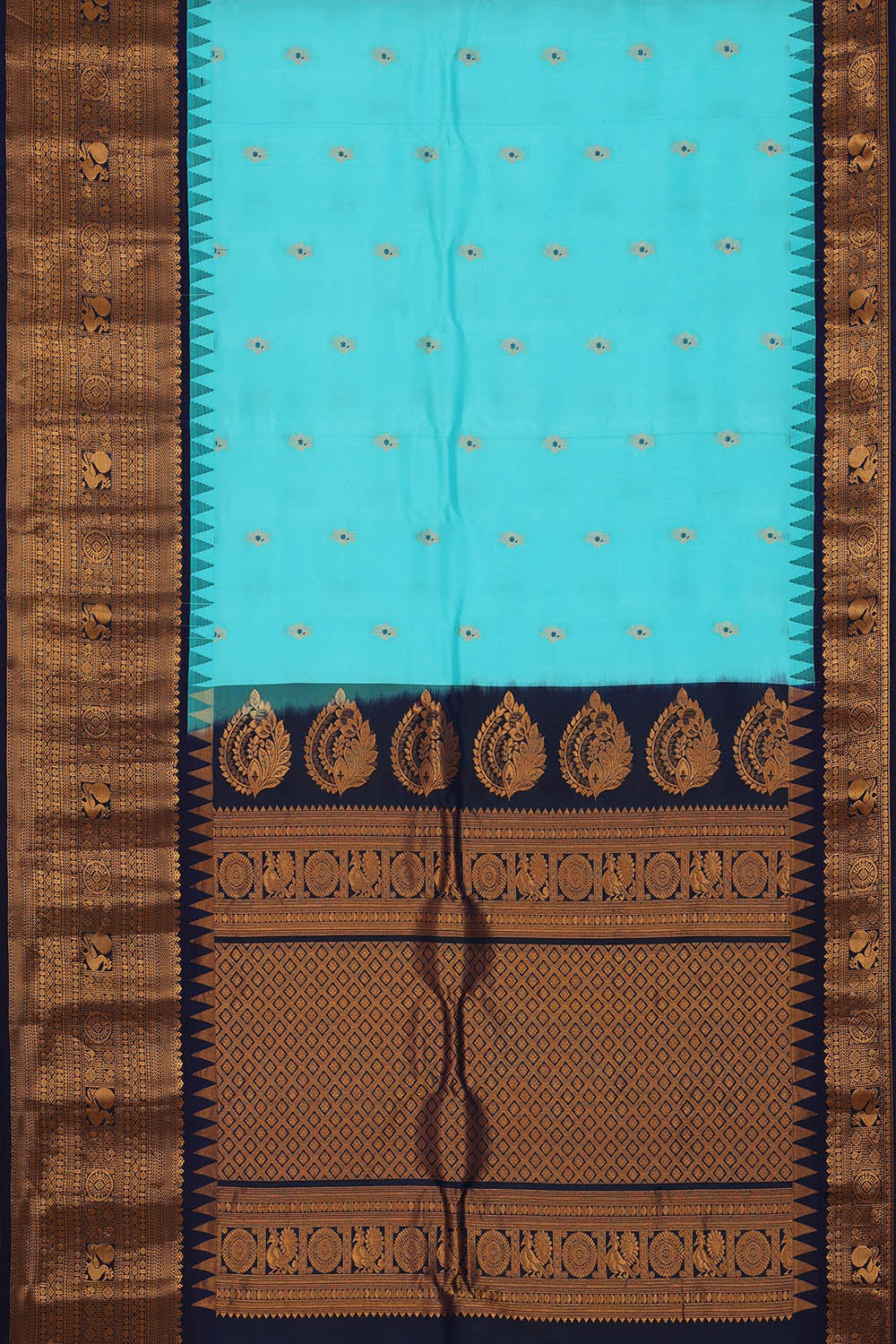 Image of Sky Blue Gadwal Silk Saree