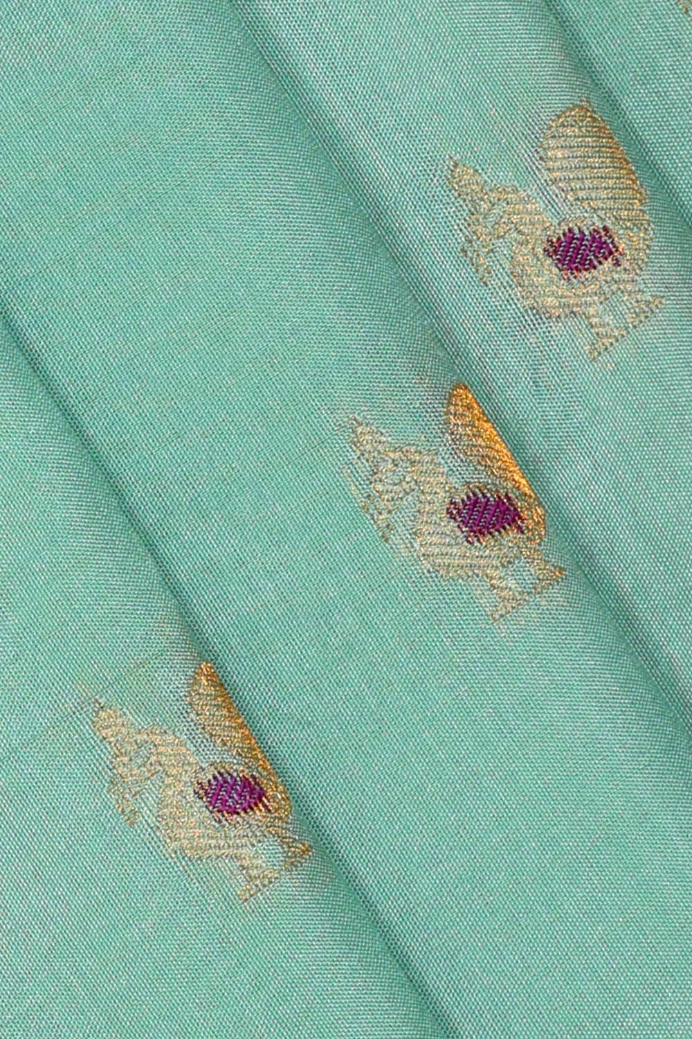 Image of Aqua Blue Gadwal Silk Saree