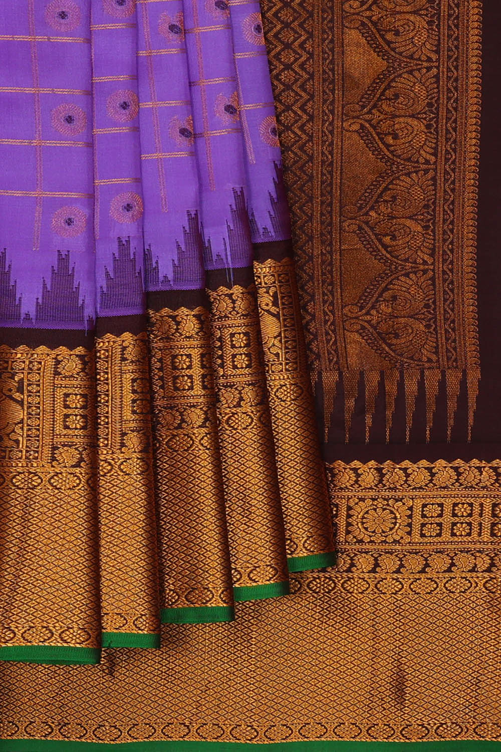 Image of Lavender Purple Gadwal Silk Saree