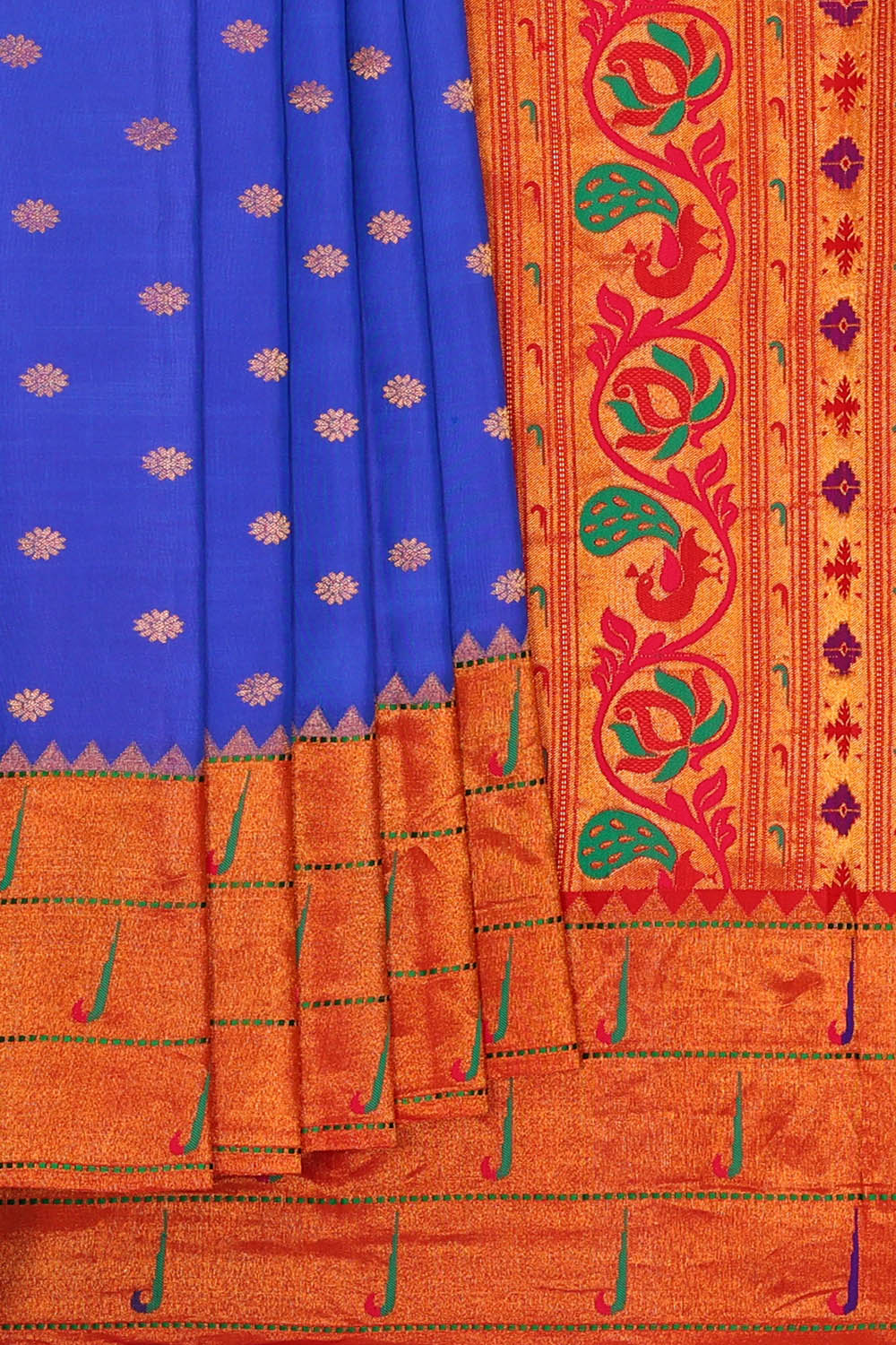 Image of Royal Blue Gadwal Paithani Silk Saree