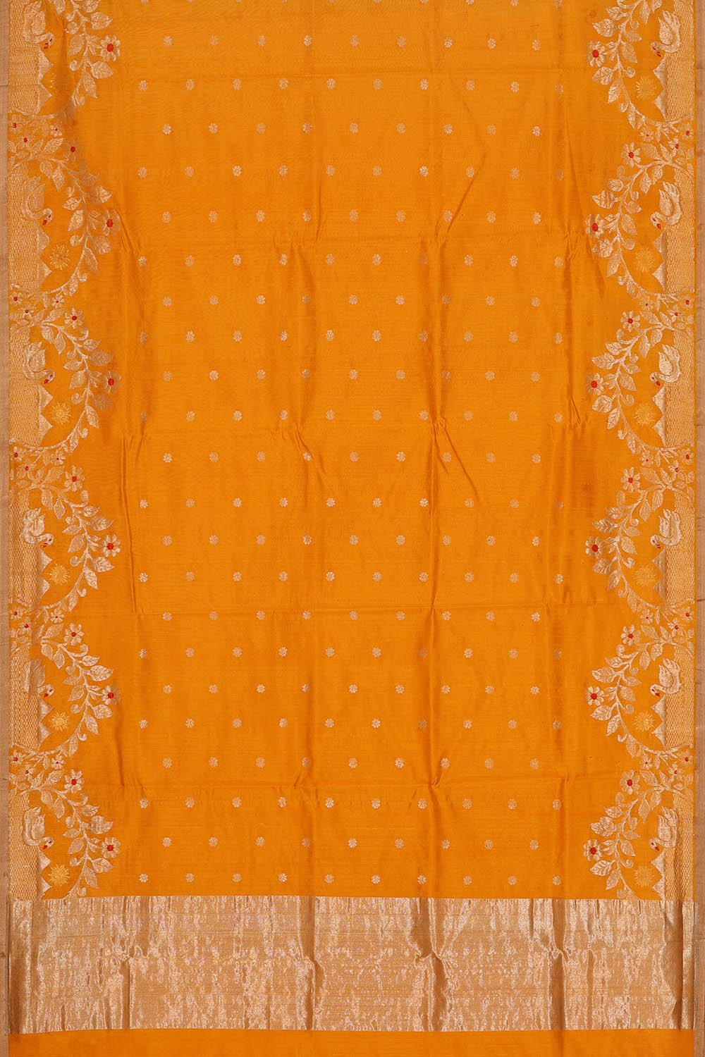 Image of Orange Chanderi Silk Cotton Saree