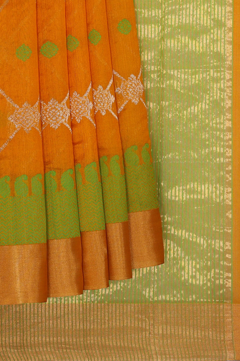 Image of Orange Chanderi Silk Cotton Saree