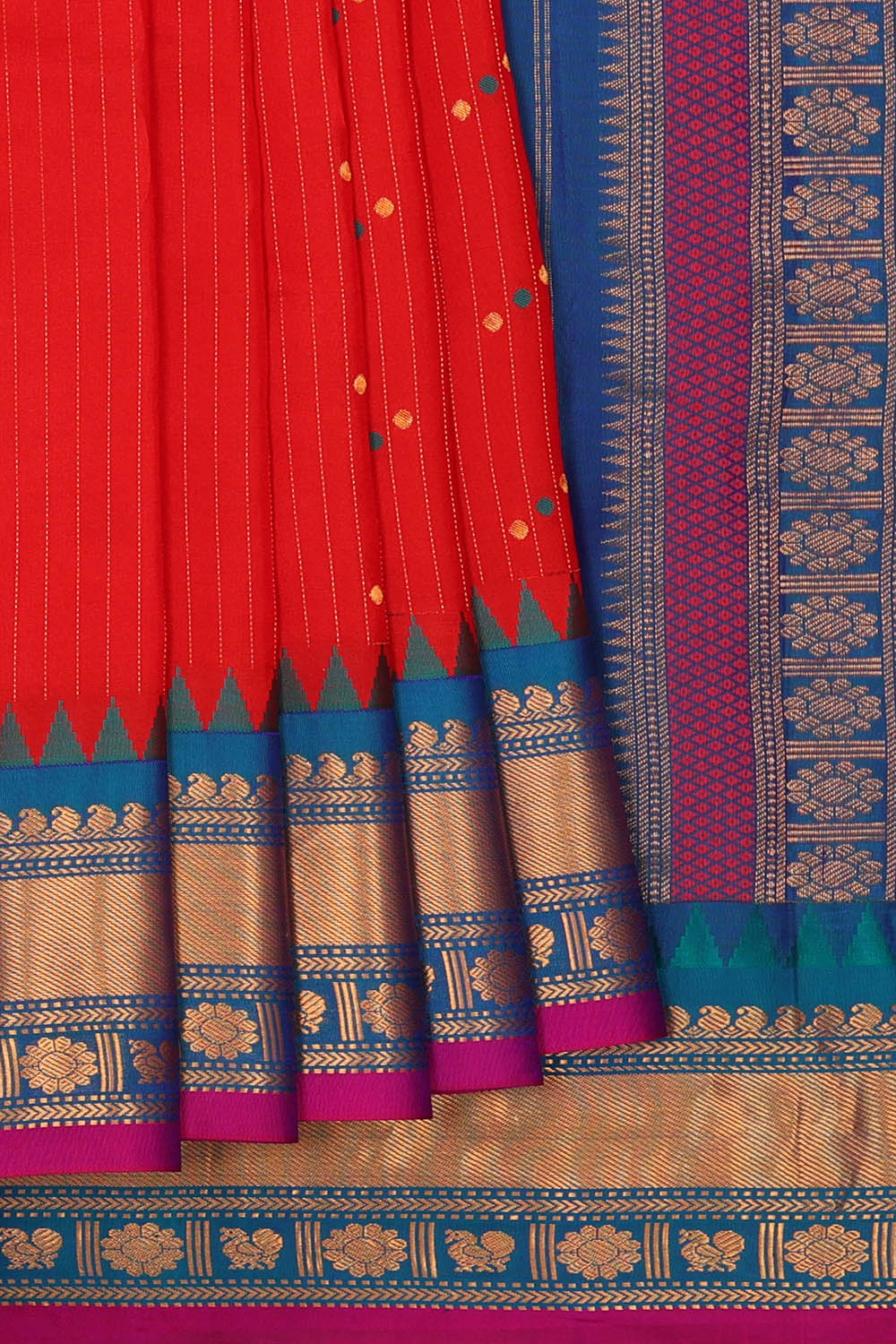 Image of Red Gadwal Silk Saree
