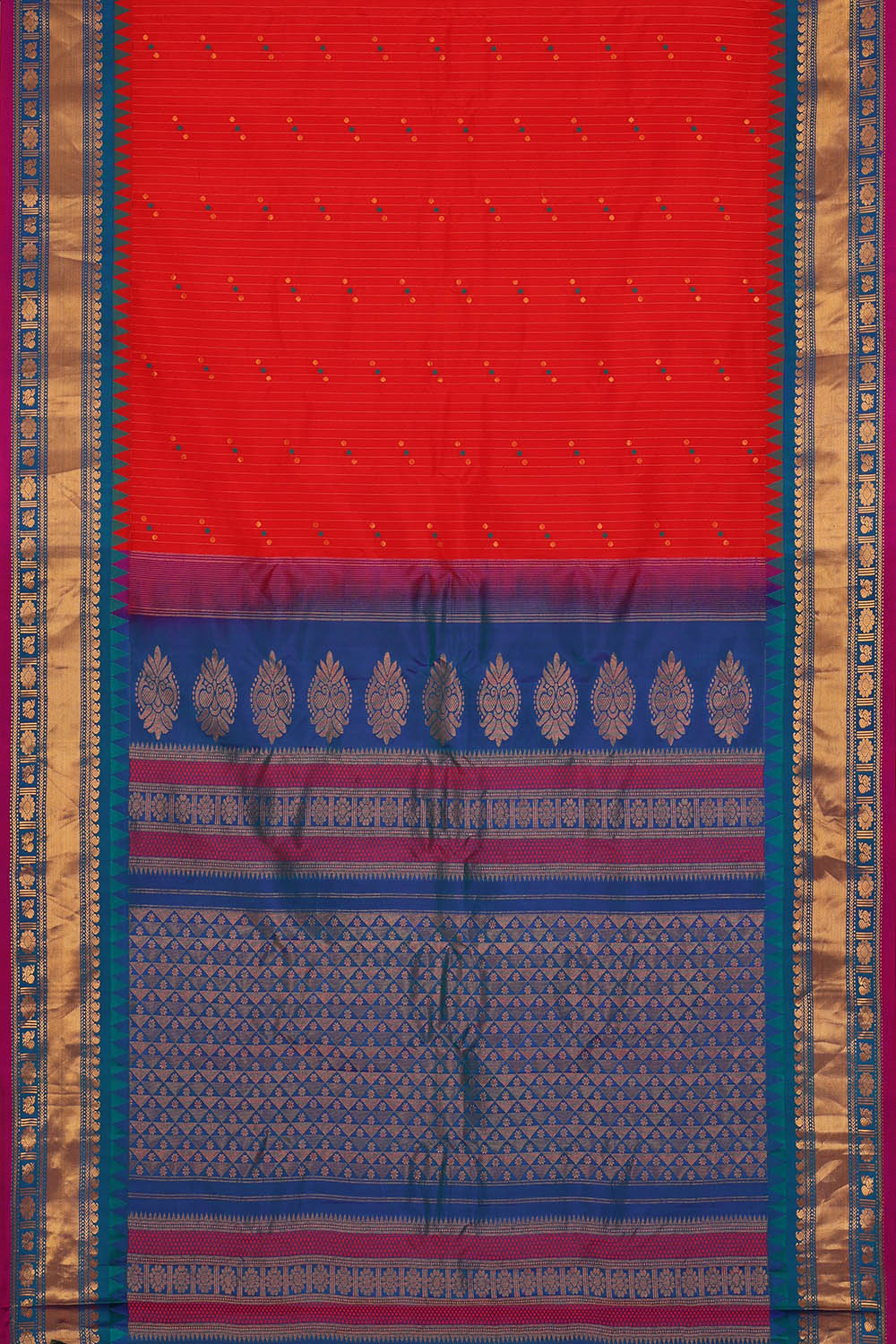 Image of Red Gadwal Silk Saree