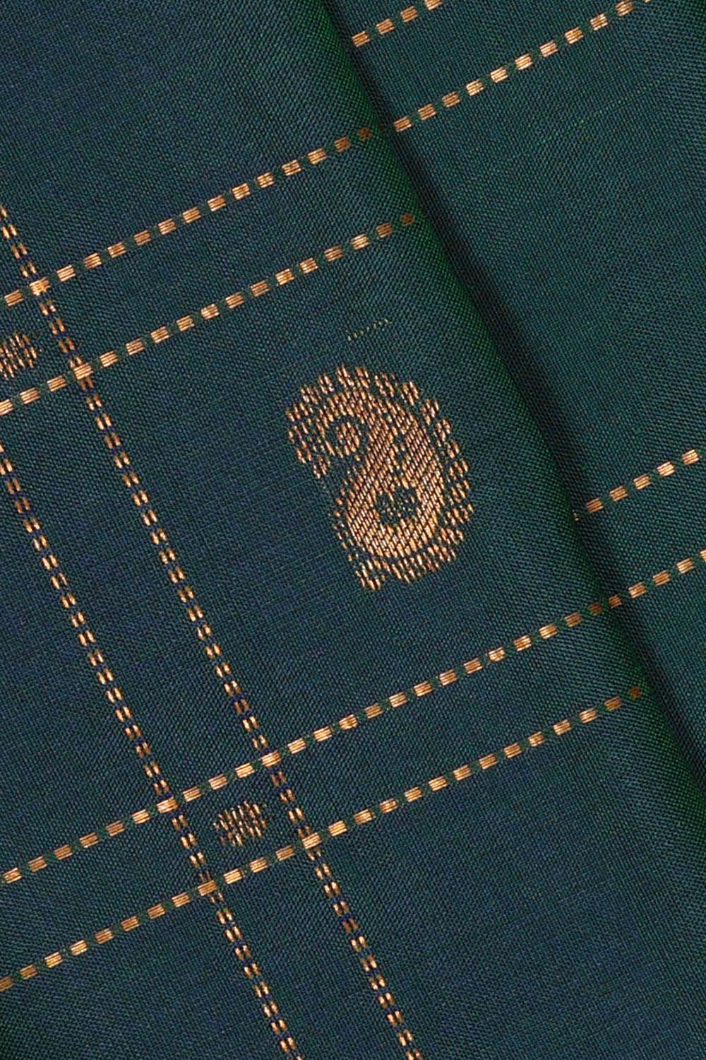 Image of Teal-Blue Kattam Gadwal Silk Saree