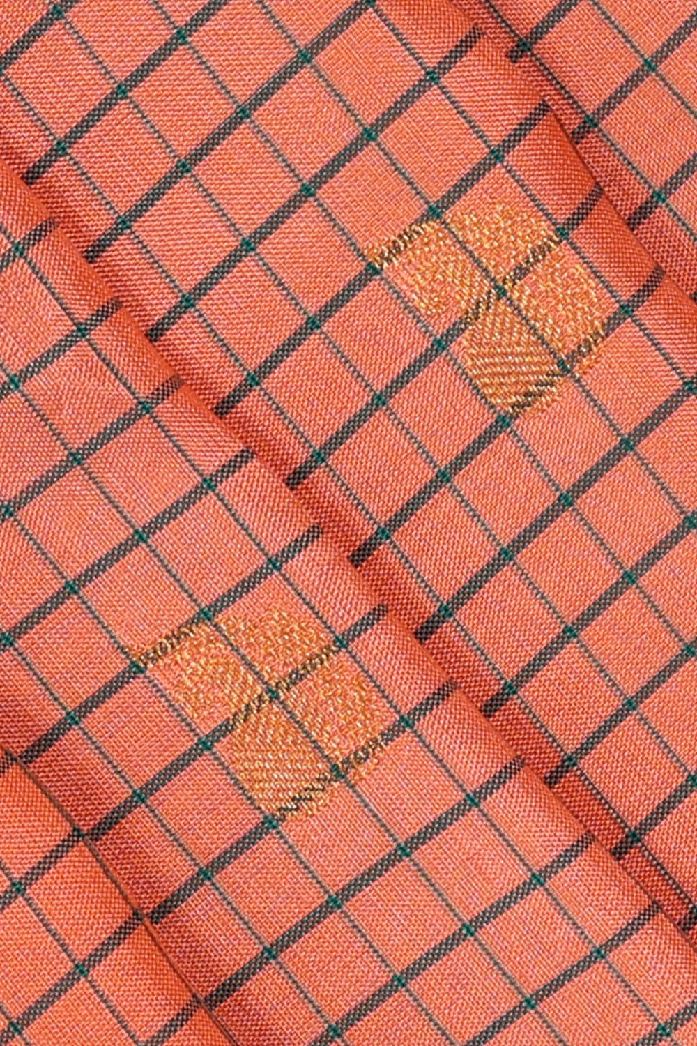 Image of Peach Gadwal Silk Kattam Saree