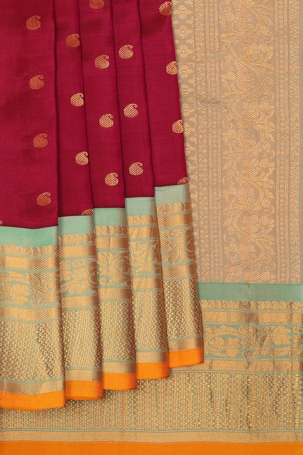 Image of Maroon Gadwal Silk Saree