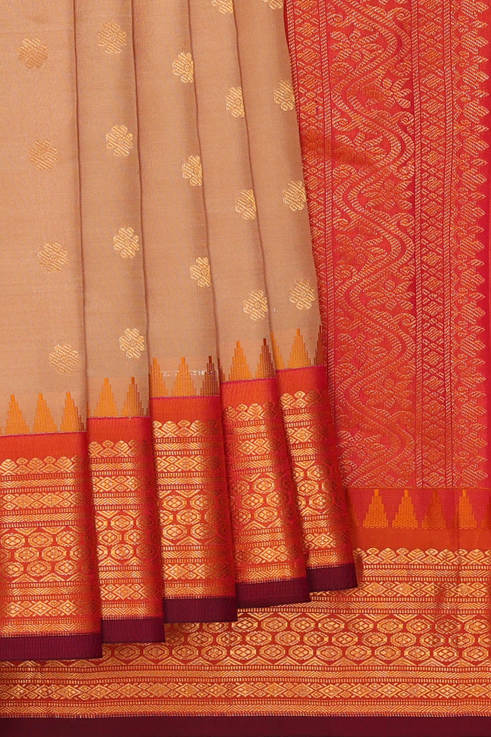 Image of Beige Gadwal Silk Saree