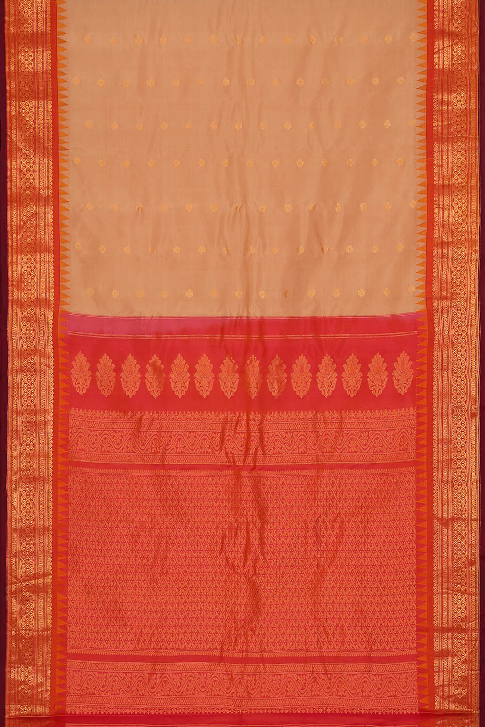 Image of Beige Gadwal Silk Saree