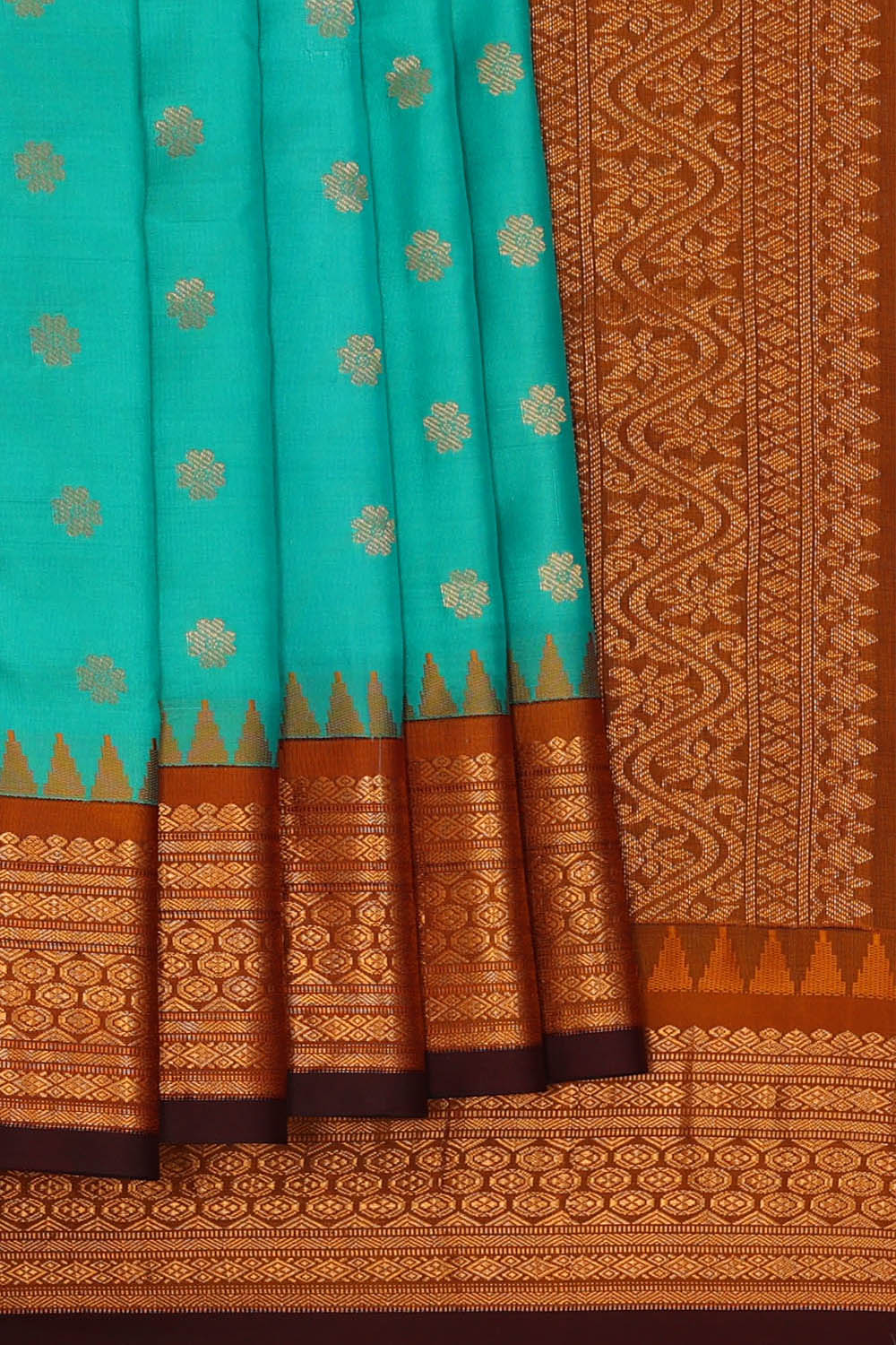 Image of Sky Blue Gadwal Silk Saree