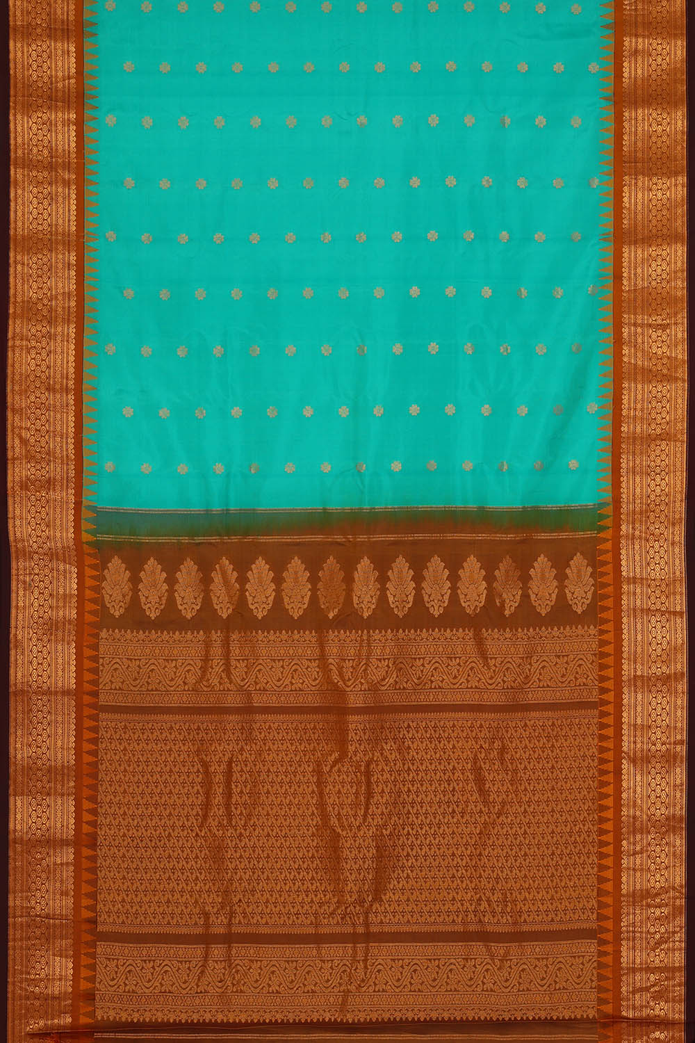 Image of Sky Blue Gadwal Silk Saree
