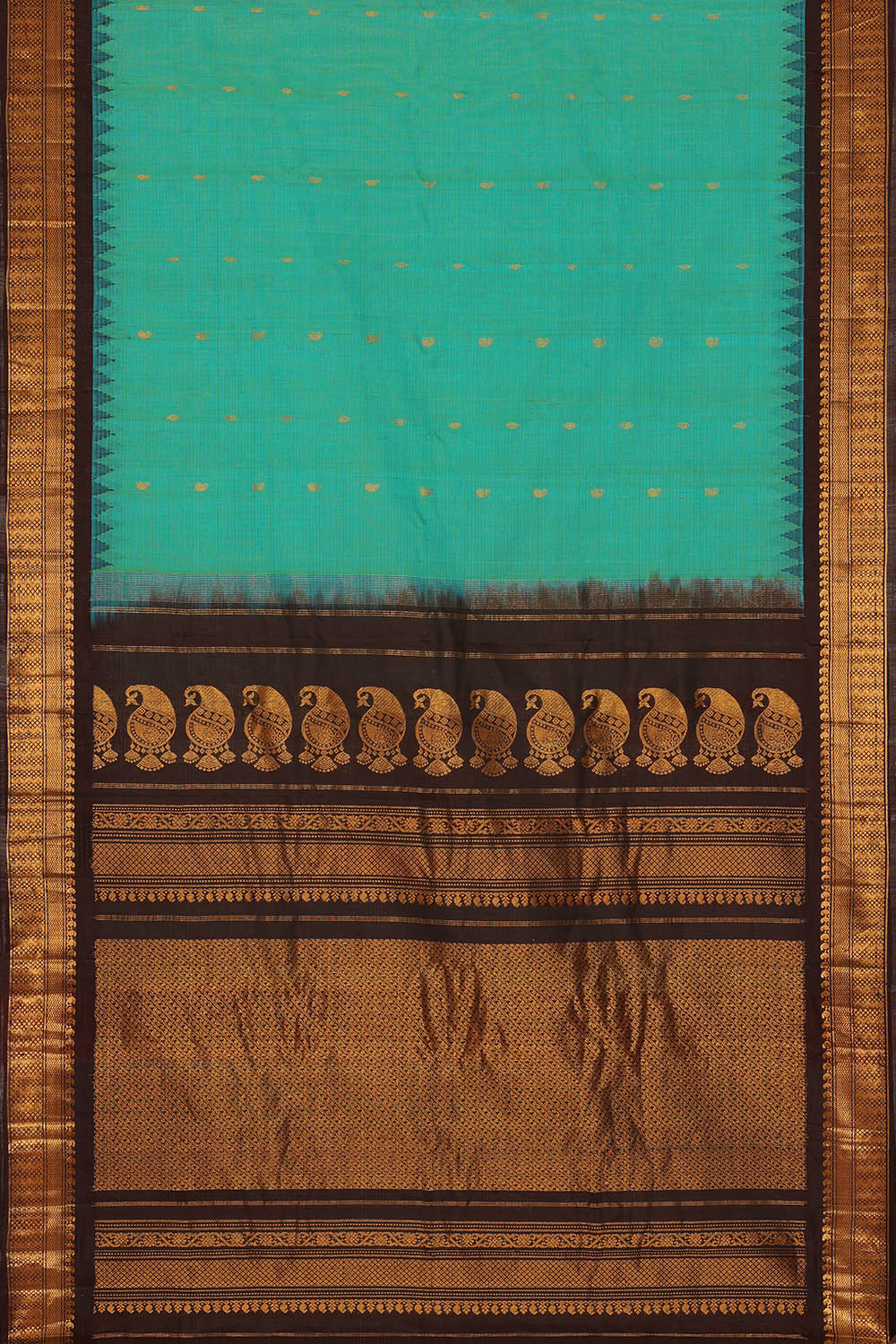 Image of Sea-Green Gadwal Silk Saree
