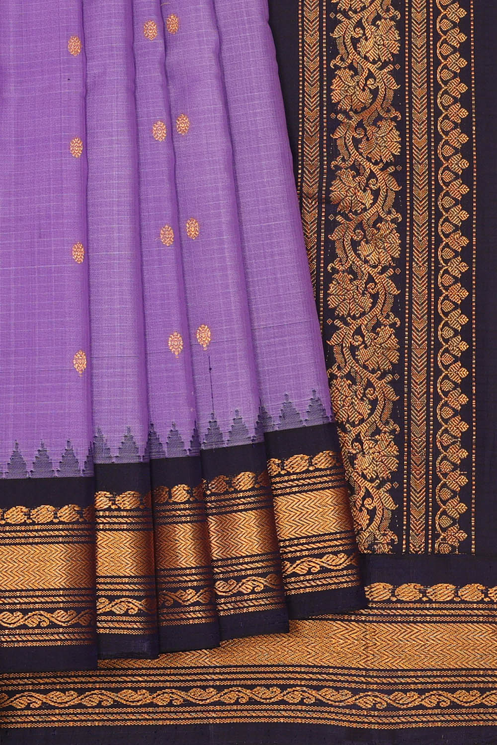 Image of Lavender-Purple Gadwal Silk Kattam Saree