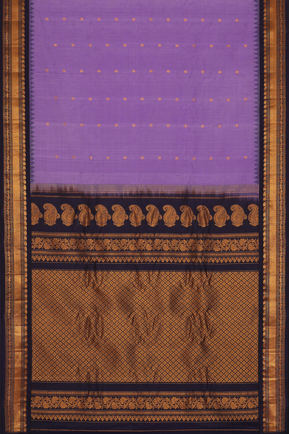 Image of Lavender-Purple Gadwal Silk Kattam Saree