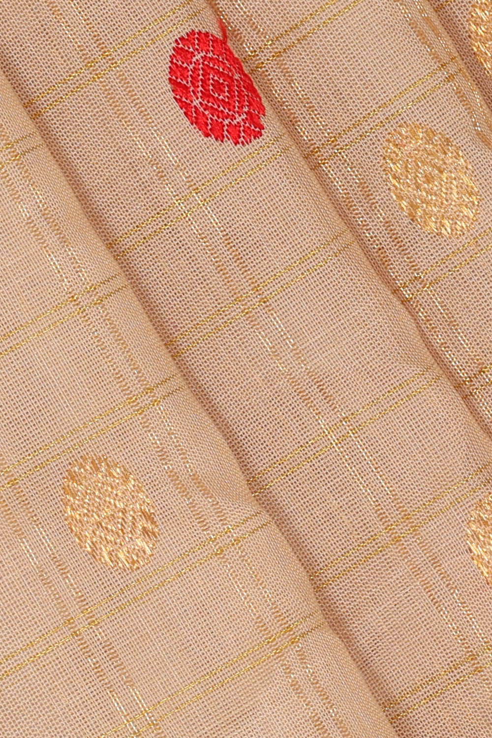 Image of Cream Gadwal Silk Kattam Saree