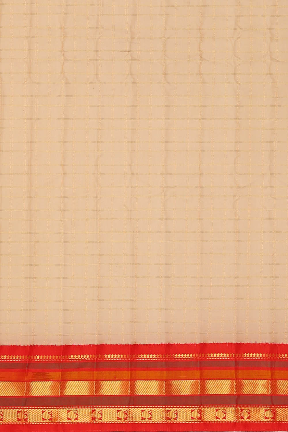 Image of Cream Gadwal Silk Kattam Saree