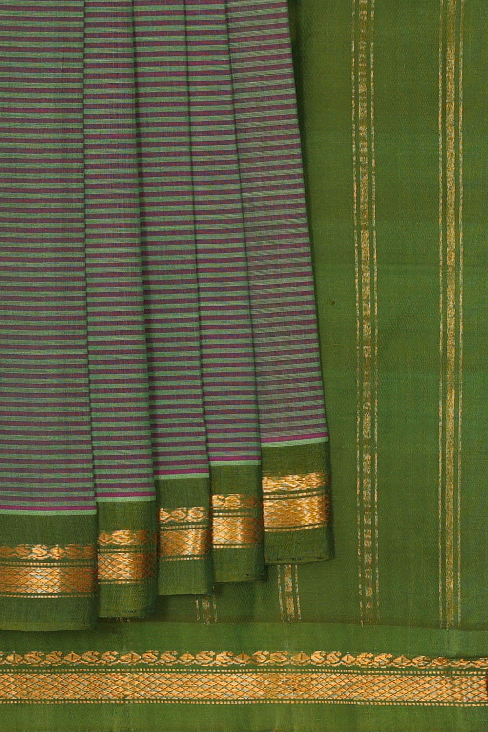 Image of Dual-tone purple-Green mix Cotton Gadwal Saree