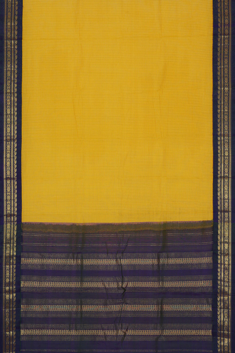 Image of Yellow Cotton Gadwal Saree