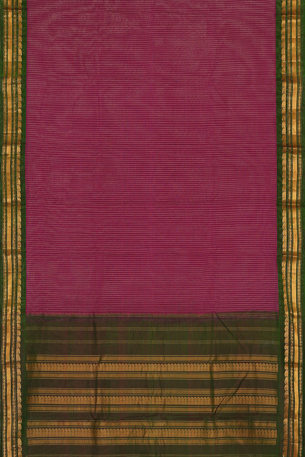 Image of Violet Cotton Gadwal Saree